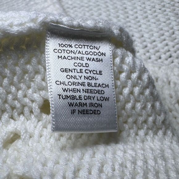 Ann Taylor Loft White Short Sleeve Sweater Blouse Top Shirt Tunic Size Medium - Picture 7 of 7